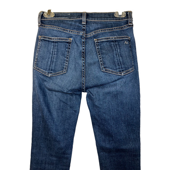 RAG & BONE Jeans Women's Size 25 Blue MANSON High Rise Ankle Raw Hem Skinny Jean - Picture 5 of 7